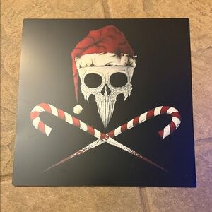 Skull with Santa Hat and Candy Canes Art